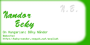 nandor beky business card